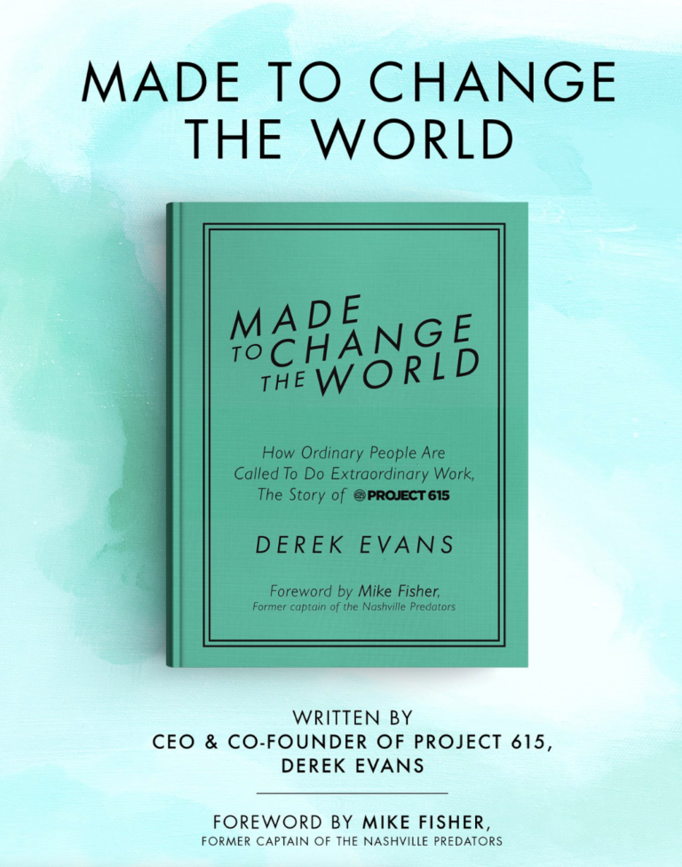 Parnassus Author event with Derek Evans president and co-founder of Project 615 and author of Made to Change the World! Monday, July 15th at 6:30 pm.